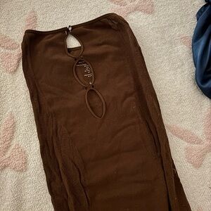 White fox brown maxi dress